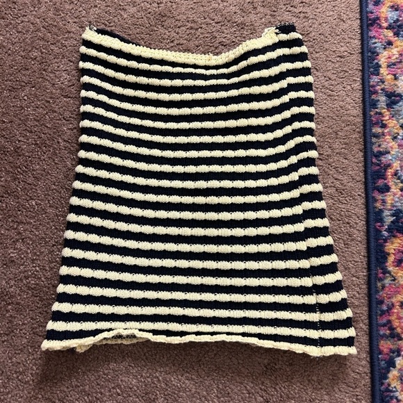 Navy and Yellow Stripe Strapless Tank - Picture 2 of 4
